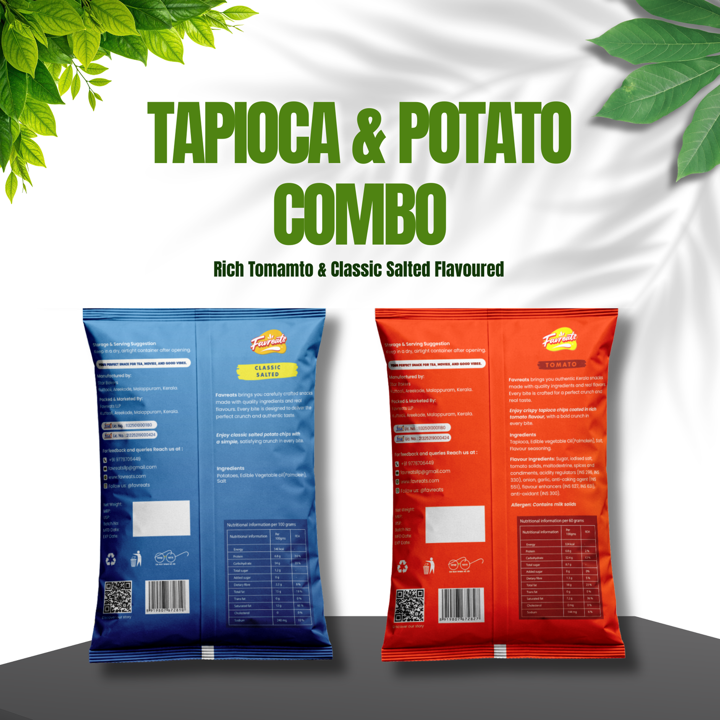 Tapioca & Potato Chips Combo (70g x 2)