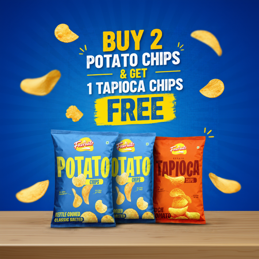 Buy 2 Potato Chips, Get 1 Tapioca Chips FREE!